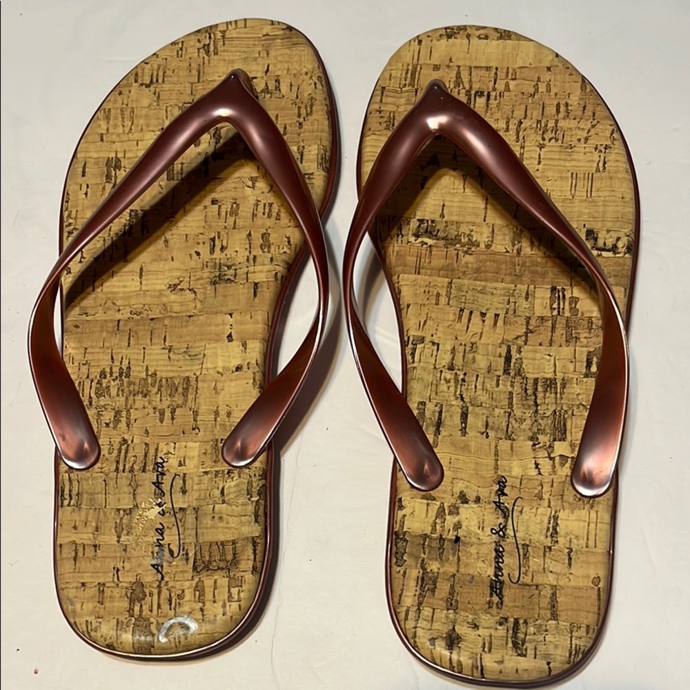 Anna & Ava Metallic Rose Cork Sandals